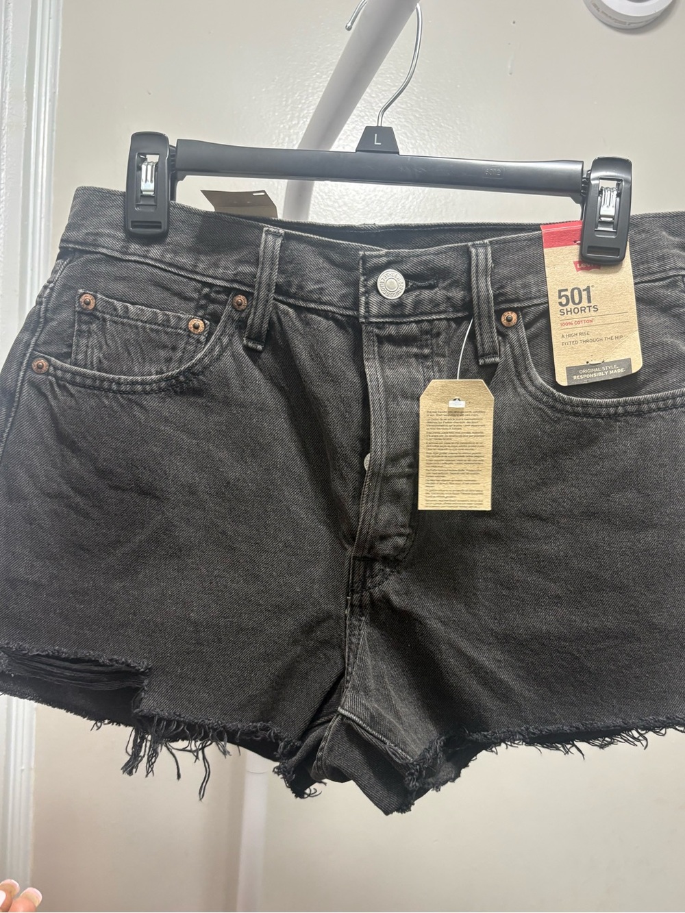 Levi's Black Frayed Hem 501 Women's Denim Shorts
